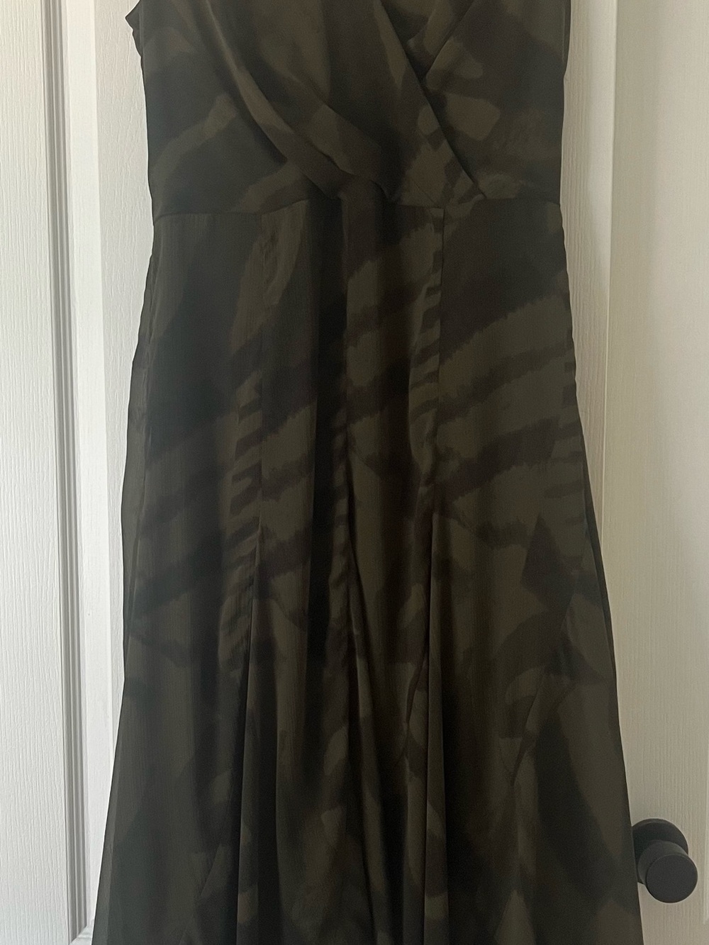Ralph Lauren Olive Green Maxi Dress with Subtle Tonal Pattern